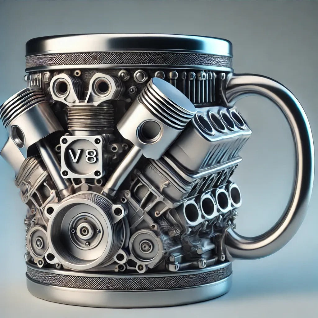 🎁☕ Кафе чаша от неръждаема стомана Creative Engine V6/V8, механичен дизайн