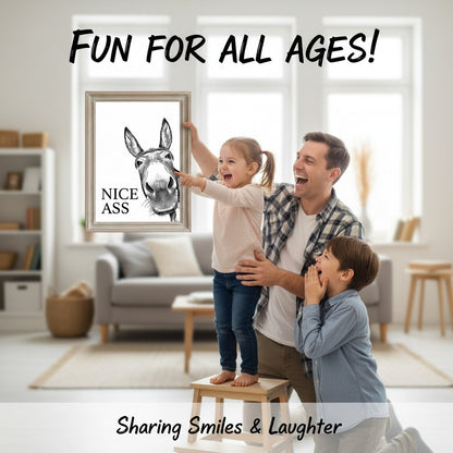 Смешно изкуство за стена в банята - Печат с "Хубаво дупе" на магаре (Без рамка)