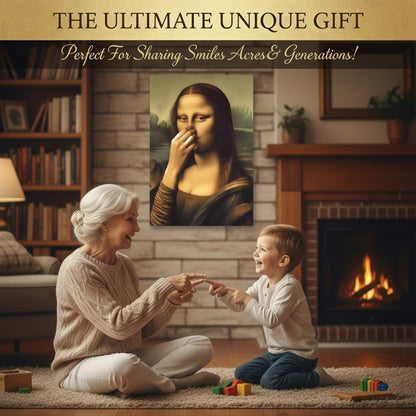 Мона Лиза, държаща носа си – картина на платно за баня