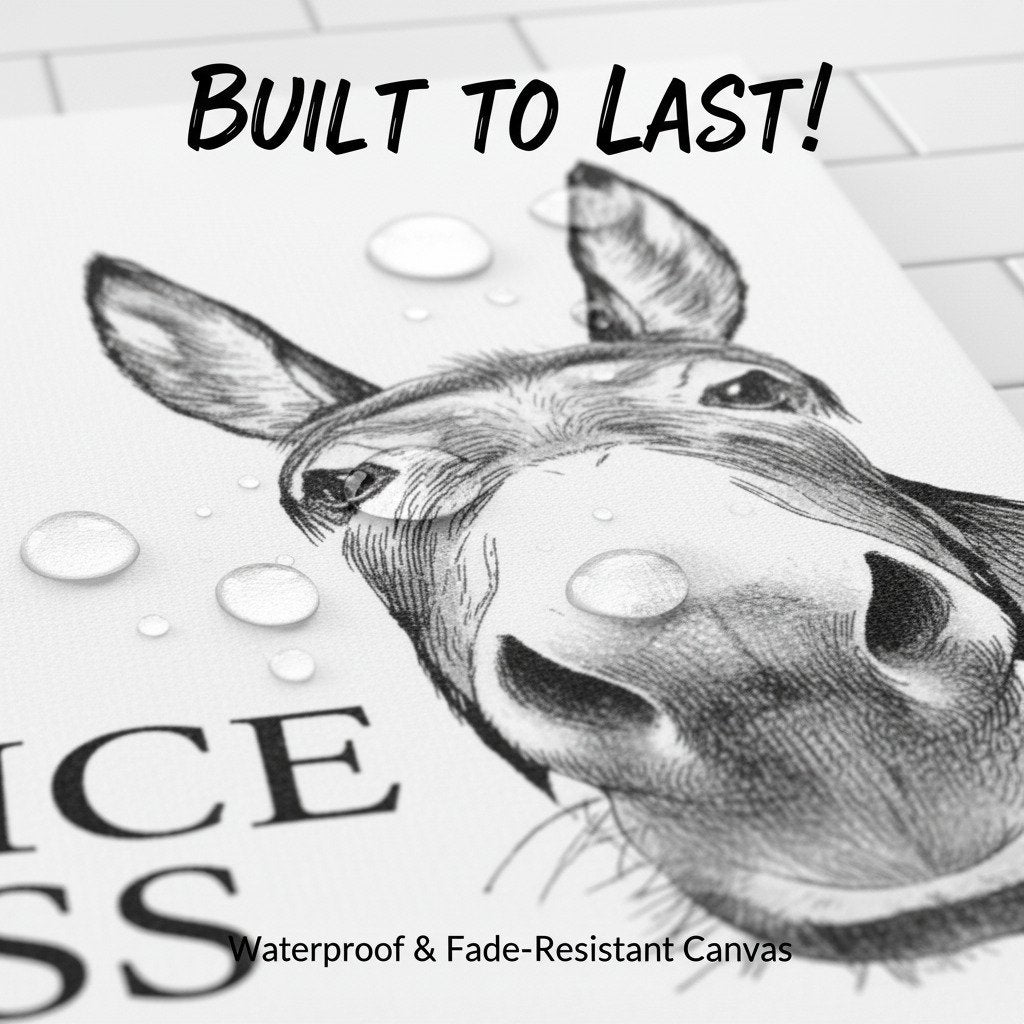 Смешно изкуство за стена в банята - Печат с "Хубаво дупе" на магаре (Без рамка)