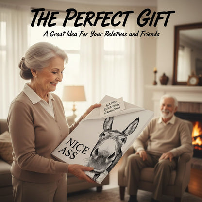 Смешно изкуство за стена в банята - Печат с "Хубаво дупе" на магаре (Без рамка)